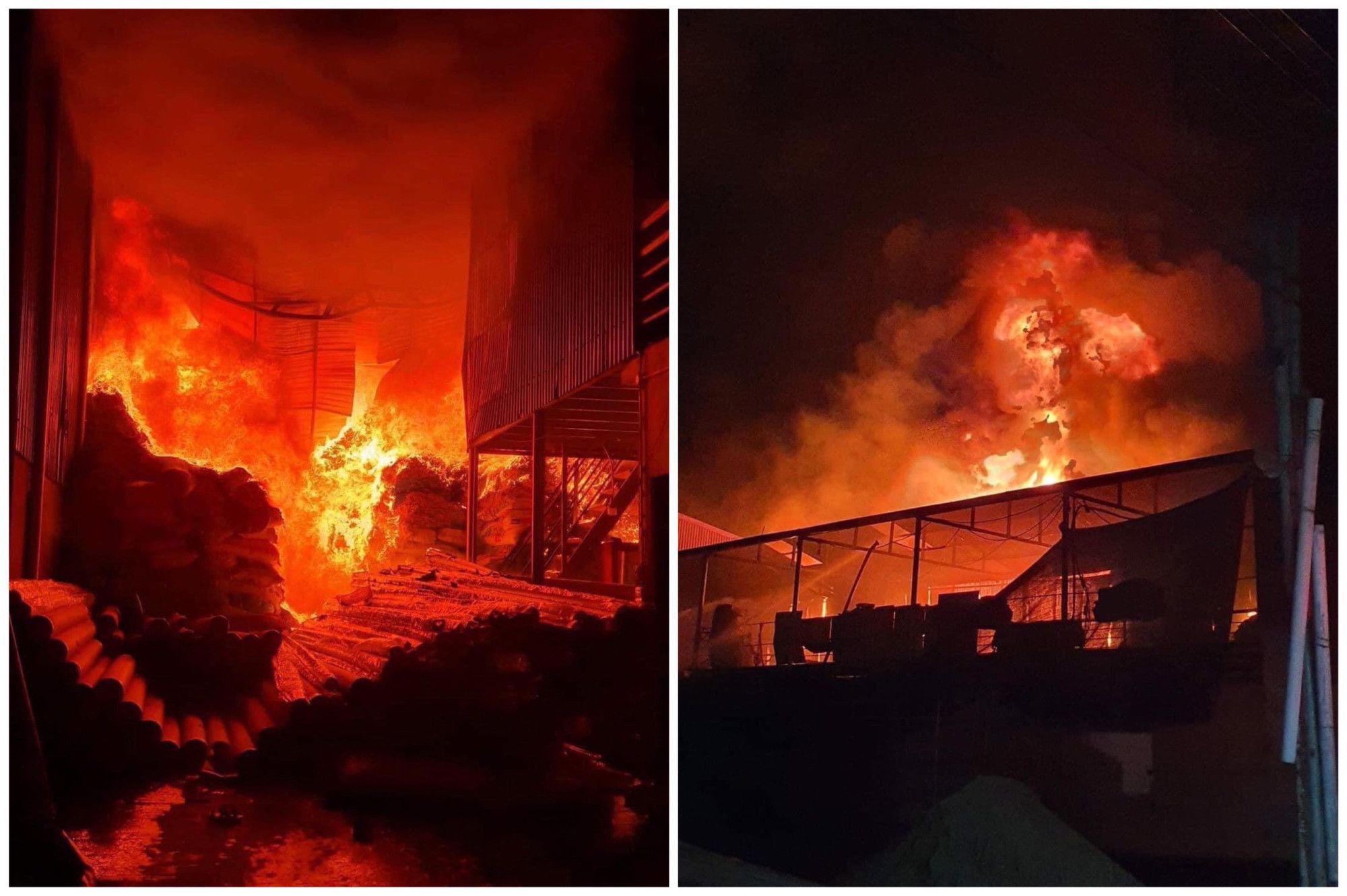Cháy xưởng nhựa ở Vĩnh Phúc ngay trong đêm