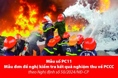Mẫu số PC11: Mẫu đơn đề nghị kiểm tra kết quả nghiệm thu về PCCC theo Nghị định số 50/2024/NĐ-CP