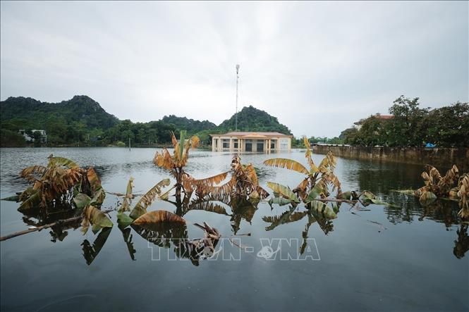 Nước vẫn ngập sâu, đời sống người dân nhiều nơi ở Mỹ Đức (Hà Nội) gặp khó khăn